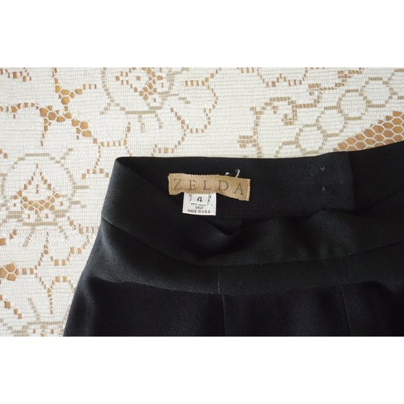 Vintage 80s 90s Minimalist Zelda Black Crepe Wide Leg Pants size 4 - Picture 3 of 3